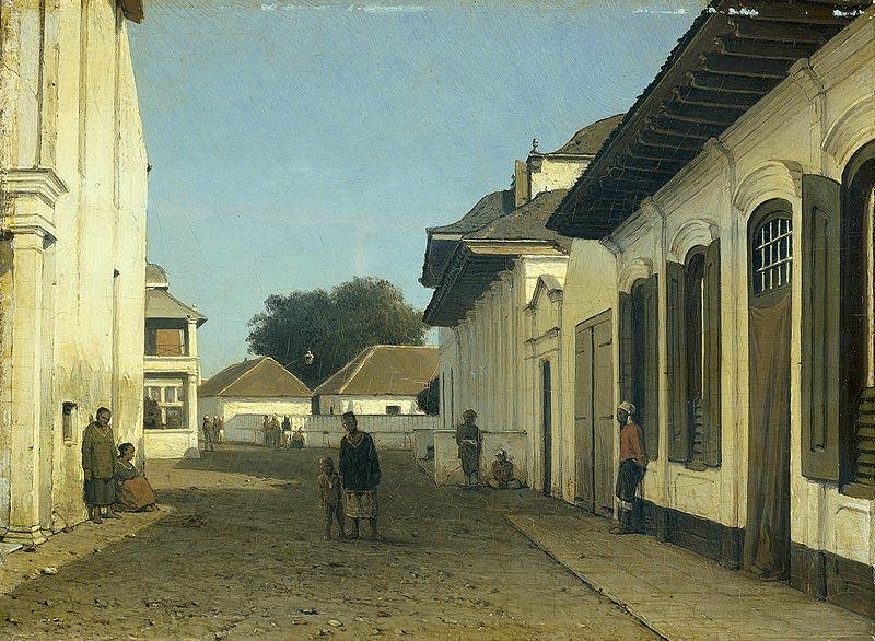 Jan Weissenbruch Een straatje in het oude gedeelte van Batavia oil painting image